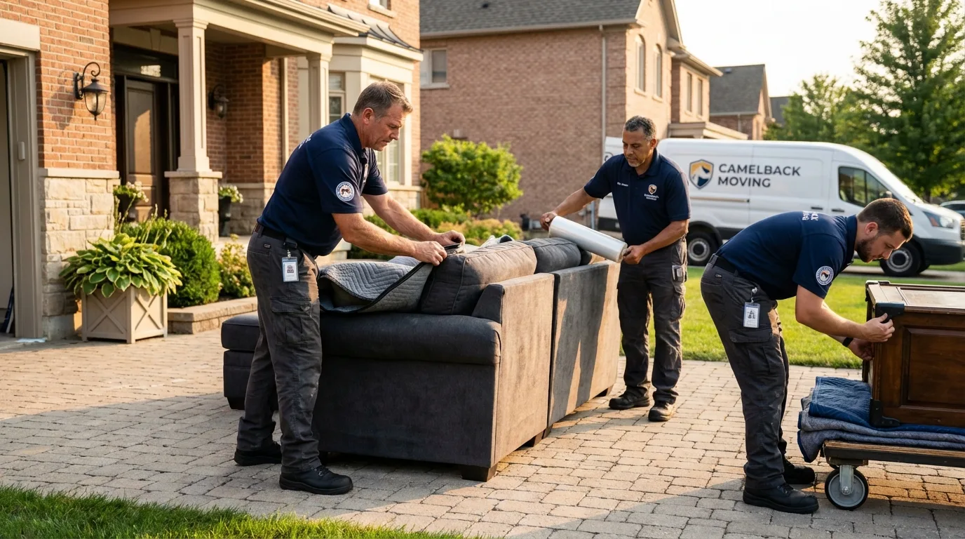 Large estate moving crew wrapping furniture in Evanston, WY