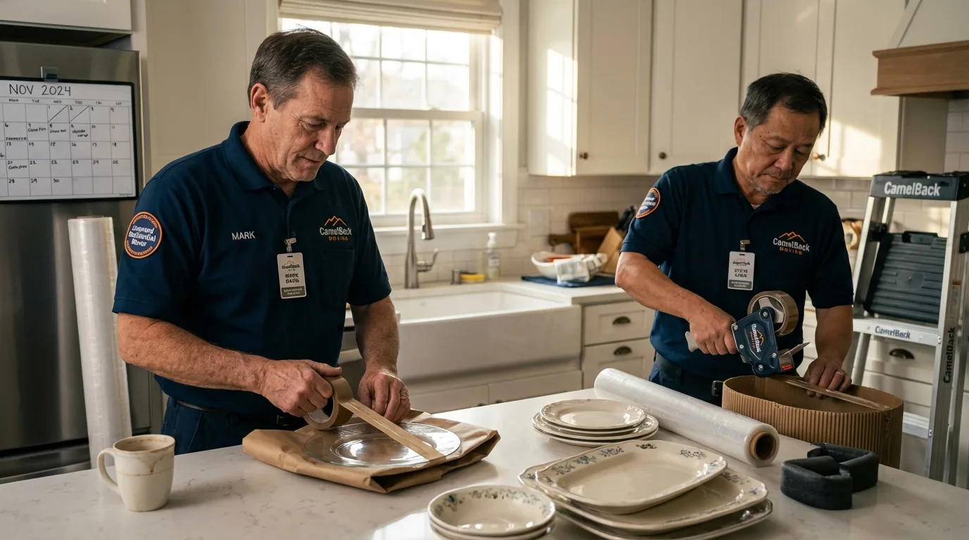 Professional crew packing kitchen dishware in Evanston, WY